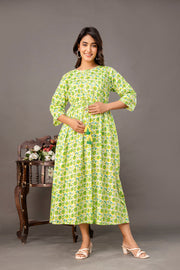 Floral Printed Maternity Dress fro Women
