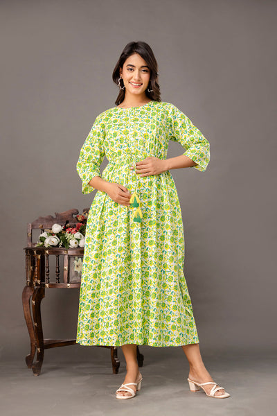 Floral Printed Maternity Dress fro Women