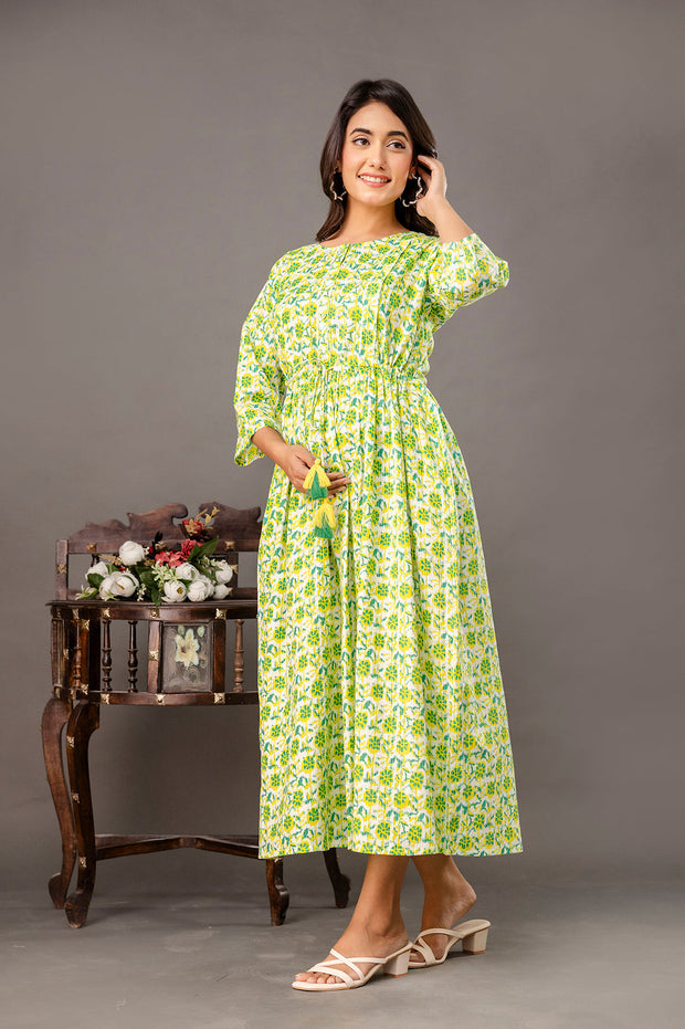 Floral Printed Maternity Dress fro Women