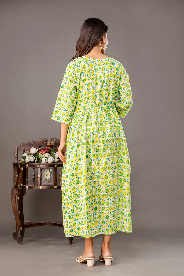 Floral Printed Maternity Dress fro Women