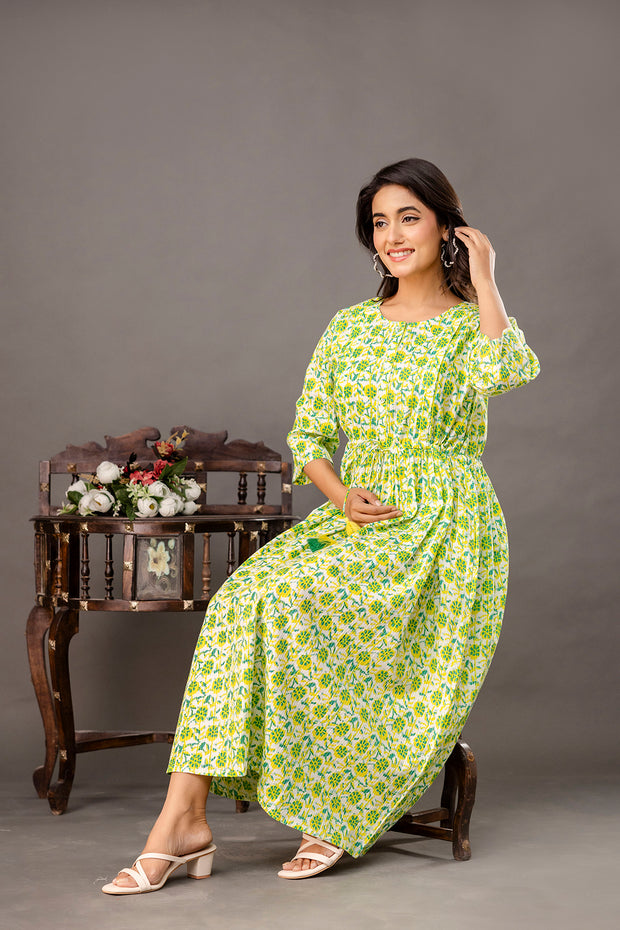 Floral Printed Maternity Dress fro Women