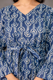 Blue Printed Maternity Dress fro Women
