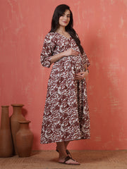 Floral Printed Maternity Dress fro Women