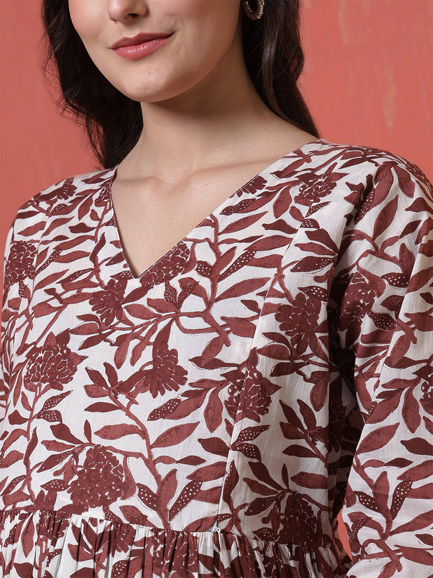 Floral Printed Maternity Dress fro Women