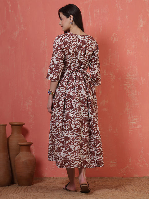 Floral Printed Maternity Dress fro Women