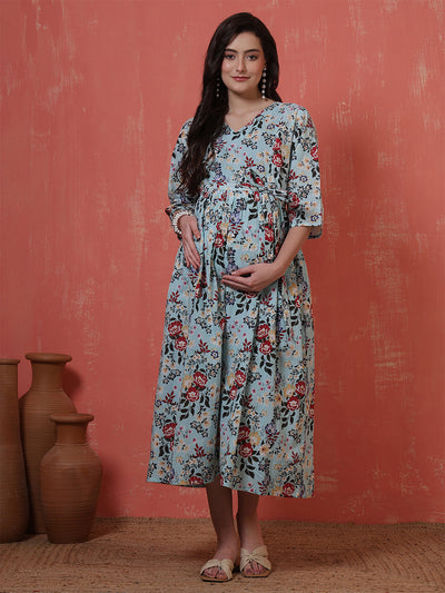 Multicolor Printed Maternity Dress fro Women