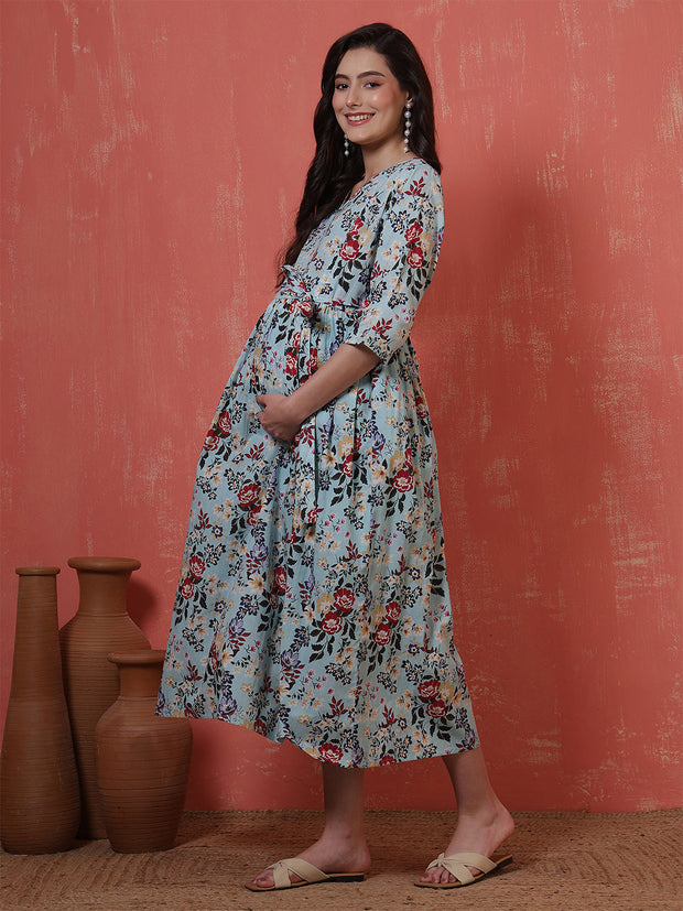 Multicolor Printed Maternity Dress fro Women