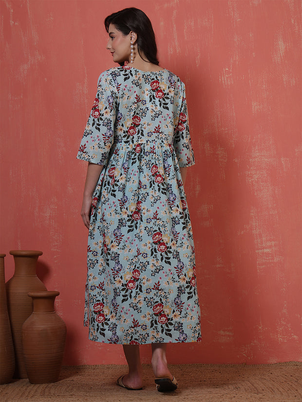 Multicolor Printed Maternity Dress fro Women