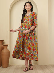 Multicolor Printed Maternity Dress fro Women