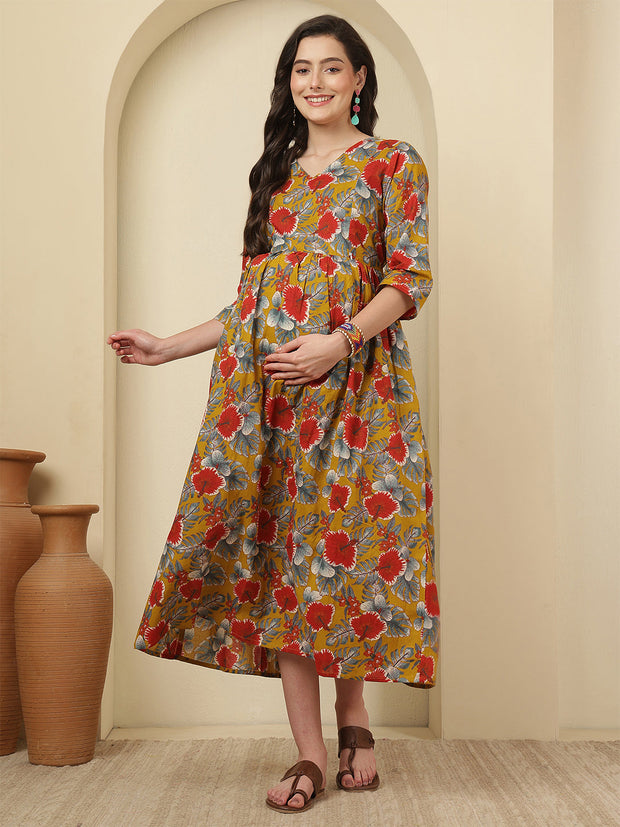 Multicolor Printed Maternity Dress fro Women