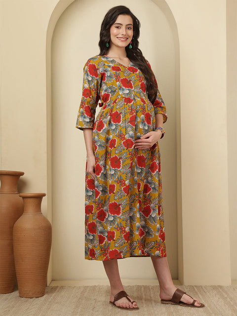 Multicolor Printed Maternity Dress fro Women