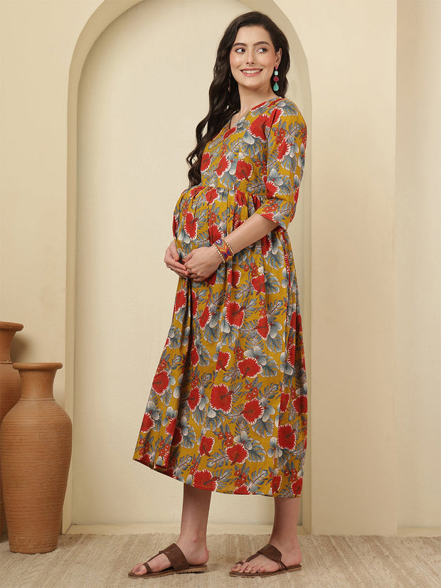 Multicolor Printed Maternity Dress fro Women
