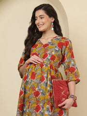 Multicolor Printed Maternity Dress fro Women