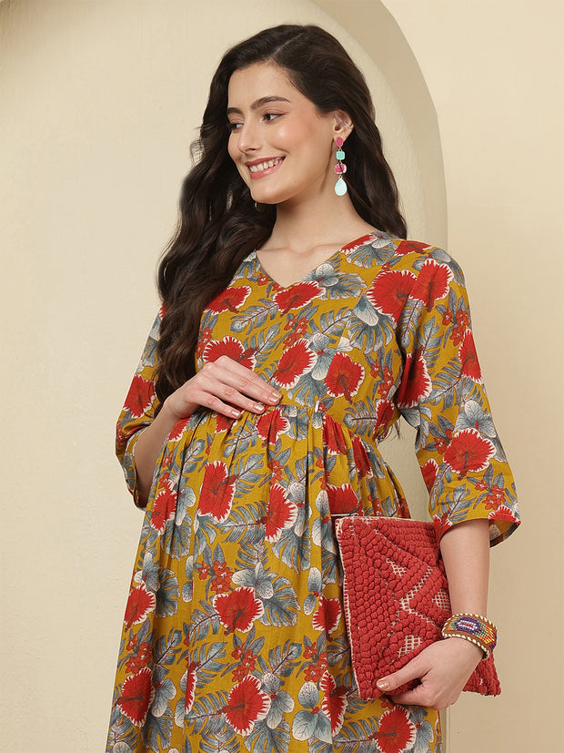 Multicolor Printed Maternity Dress fro Women