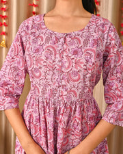 Women Levender Printed Flared Dress