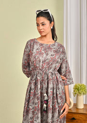 Women Grey Printed Flared Dress