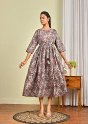Women Grey Printed Flared Dress