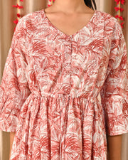Women Mauve Floral Printed Flared Dress