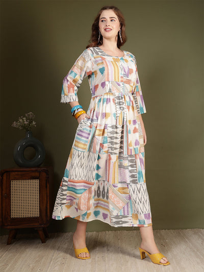 Women Multicolor Printed Flared Dress