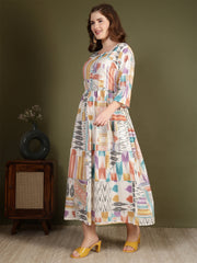 Women Multicolor Printed Flared Dress