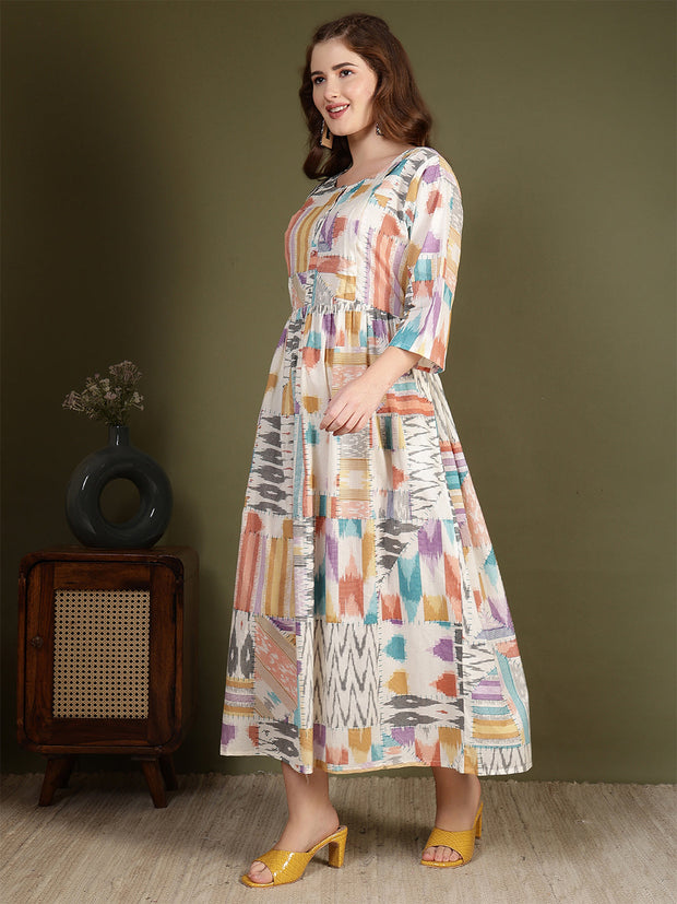 Women Multicolor Printed Flared Dress