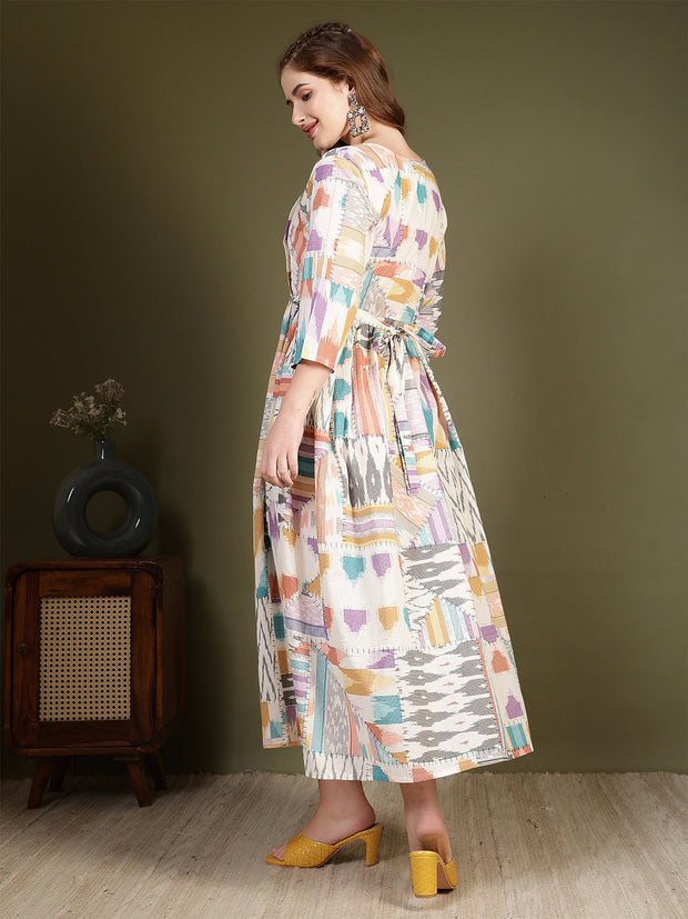 Women Multicolor Printed Flared Dress