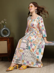 Women Multicolor Printed Flared Dress