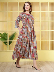 Women Multicolor Printed Flared Dress