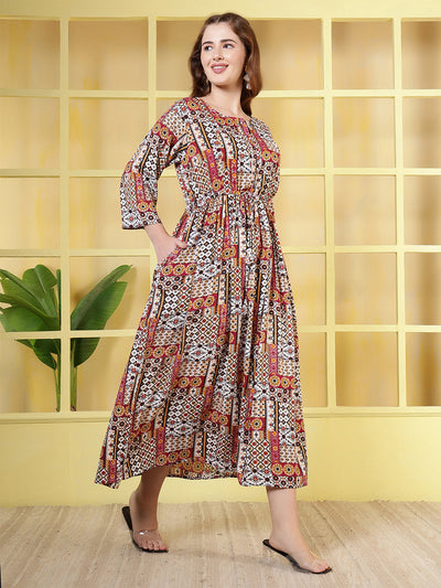 Women Multicolor Printed Flared Dress