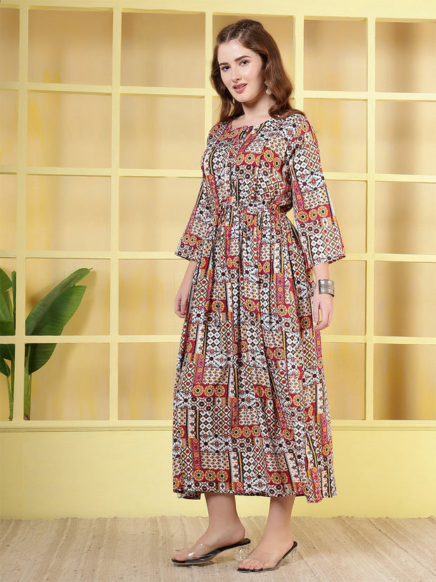 Women Multicolor Printed Flared Dress