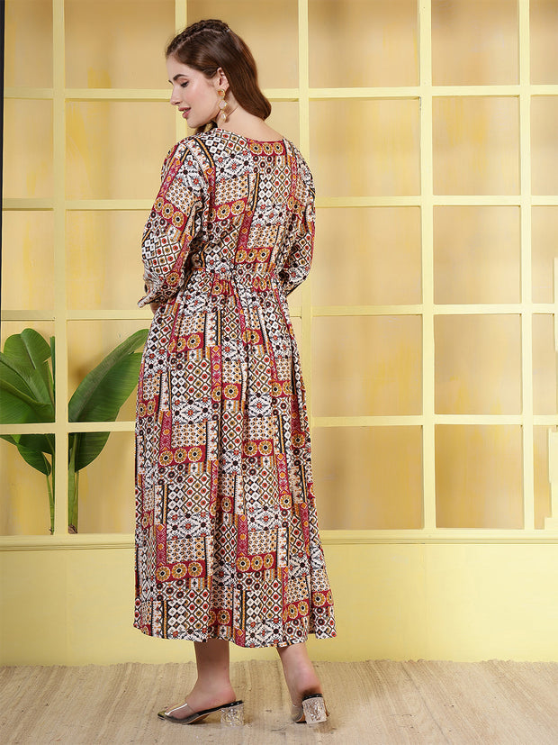 Women Multicolor Printed Flared Dress
