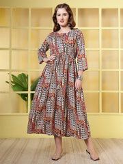 Women Multicolor Printed Flared Dress