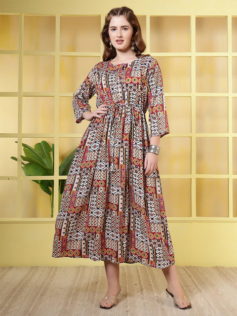 Women Multicolor Printed Flared Dress