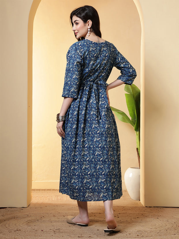Blue Floral Dress For Women