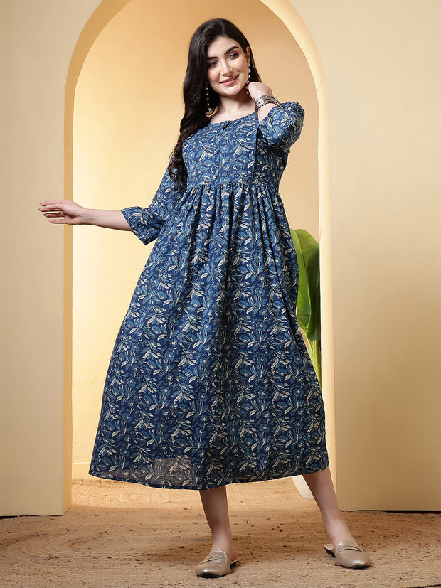 Blue Floral Dress For Women
