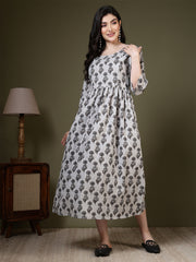 Grey Printed Dress For Women