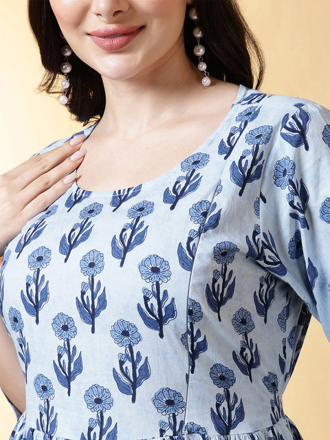 Blue Floral Dress For Women