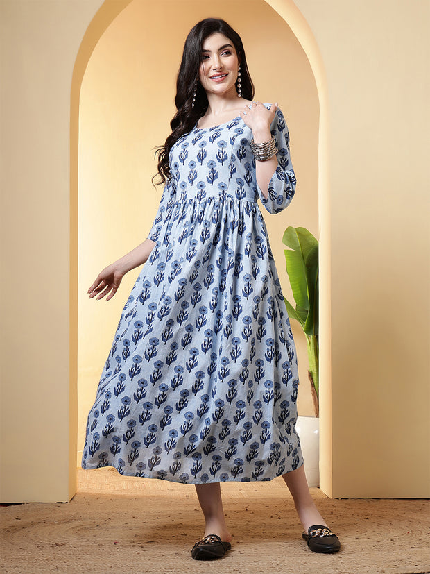 Blue Floral Dress For Women