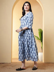 Blue Floral Dress For Women