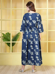 Blue Printed Dress For Women