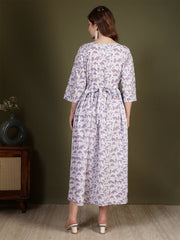 Women Purple Printed Flared Dress