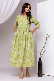 Green Printed Dress for Women