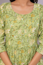 Green Printed Dress for Women