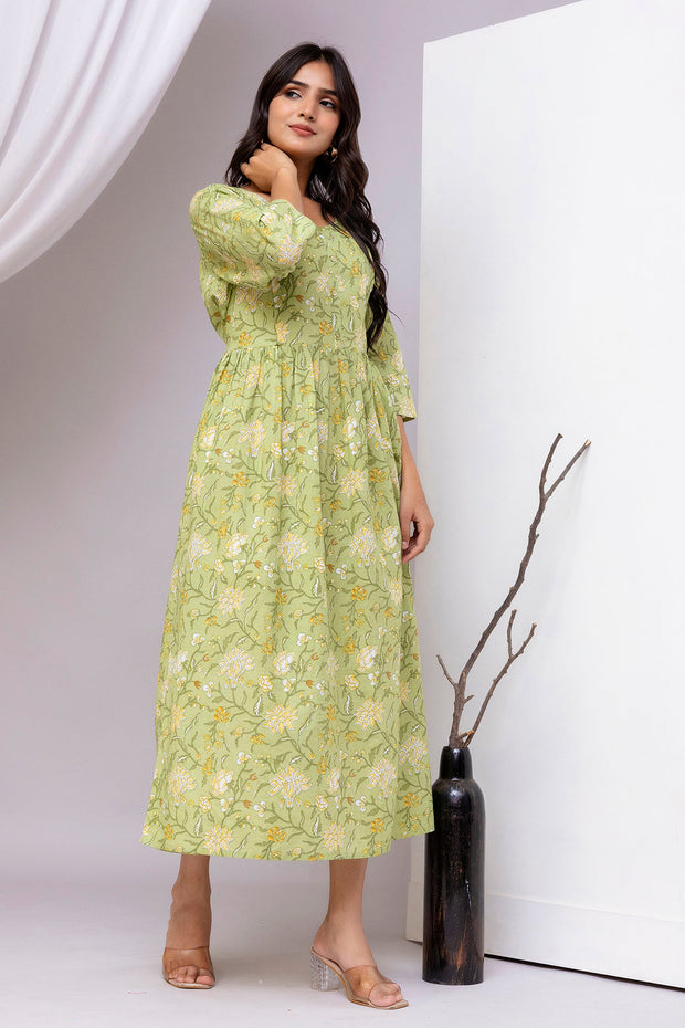 Green Printed Dress for Women