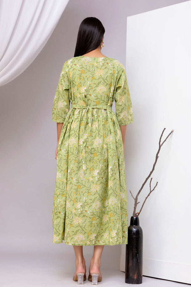 Green Printed Dress for Women