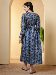 Blue Printed Dress for Women