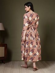 Taupe Printed Dress for Women