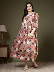 Taupe Printed Dress for Women