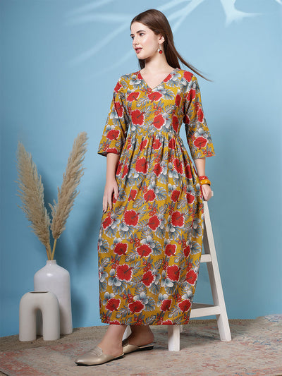 Women Multicolor Printed Flared Dress