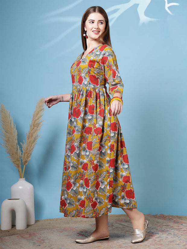 Women Multicolor Printed Flared Dress